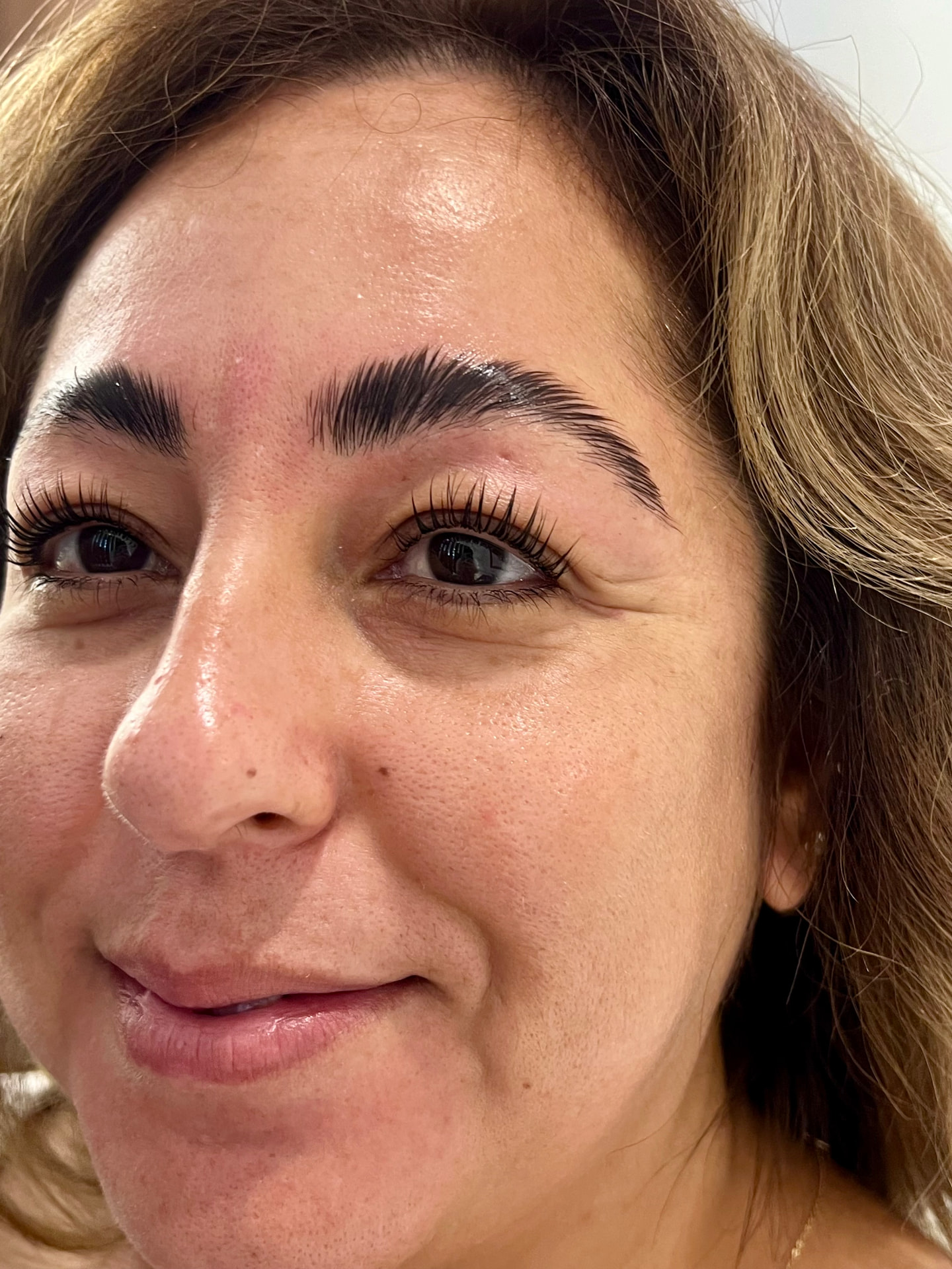 brow lamination with lash lift finished look